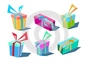 A set of stylized gifts