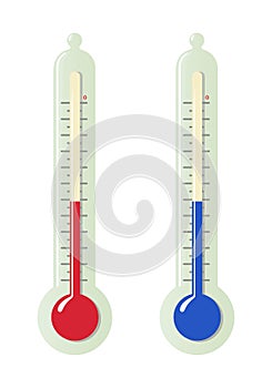 Set of stylized room thermometers with different temperature readings. Isolated on a white background. Illustration.6
