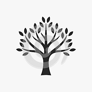 A Set of stylized tree silhouettes. each with a different shape and size