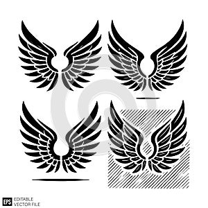 Set of Stylized Vector Wing Designs
