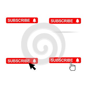 Set of subscribe web button, social media icon vector illustration, internet website symbol, isolated sign