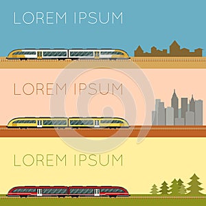 Set of suburban train banners