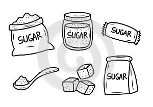 Set of sugar vector illustrations in cute hand-drawn style