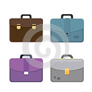 Set of suitcases flat vector illustration of items for carrying things