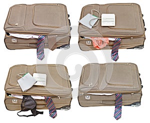 Set of suitcases with ladies and business clothes