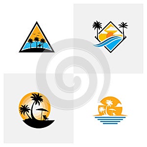 Set of Summer Beach logo design Vector, Beach logo template design concept, Creative icon