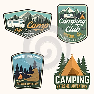 Set of Summer camp badges. Vector. Concept for shirt or logo, print, stamp, patch or tee.