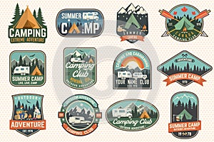 Set of Summer camp badges. Vector. Concept for shirt or logo, print, stamp, patch or tee.