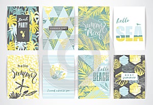 Set of summer cards with hand-drawing elements.