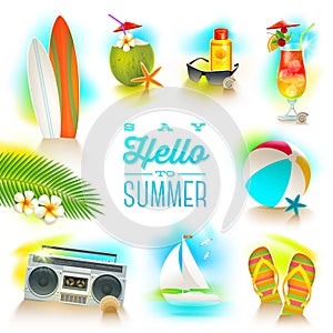 Set of summer holidays elements