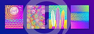 Set of summer holidays and vacation hand drawn multicolored background for posters or greeting card.