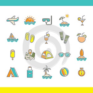 Set of summer icons. Vector illustration decorative design