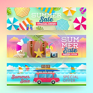 Set of summer sale banners.