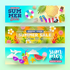 Set of summer sale banners