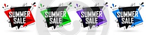 Set Summer Sale banners, discount tags design template, vector illustration