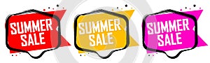 Set Summer Sale banners, discount tags design template, vector illustration