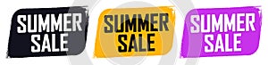 Set Summer Sale banners, discount tags design template, vector illustration