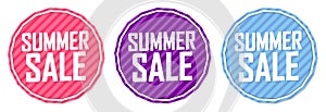 Set Summer Sale banners, discount tags design template, vector illustration