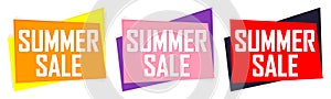 Set Summer Sale banners, discount tags design template, vector illustration