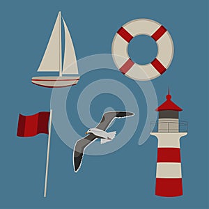 Set of summer by the sea icons