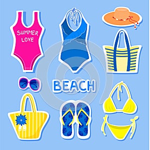 Set of summer stickers