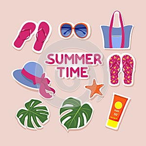 Set of summer stickers