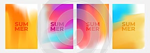 Set of summertime blurred backgrounds. Summer theme color gradients.