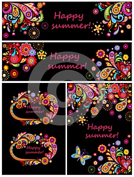 Set of summery decorative poster