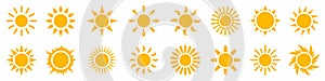 Set sun icons sign  solar isolated icon  sunshine  sunset collection  summer  sunlight Ã¢â¬â vector