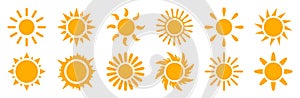 Set sun icons sign - vector