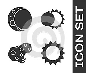 Set Sun, Moon, Asteroid and Eclipse of the sun icon. Vector