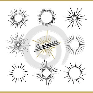 Set of sunburst design elements for badges, logos and labels