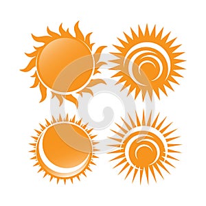set of sunburst yellow orange sun vector icon logo illustrations