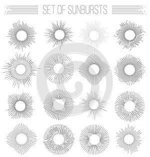 Set of sunbusrt geometric shapes stars and light photo