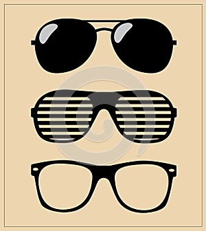 Set of sunglasses. illustration background photo