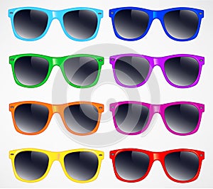 Set of sunglasses vector illustration background