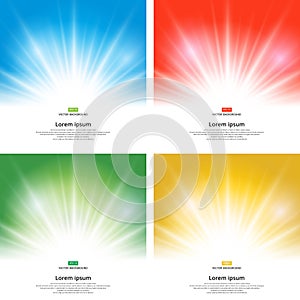Set of sunlight effect sparkle on yellow background with copy sp photo