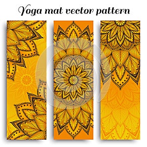 Set of sunny yoga mat vector pattern