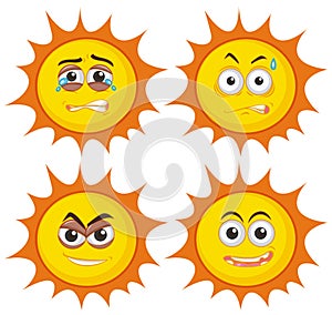 Set of suns with expressions