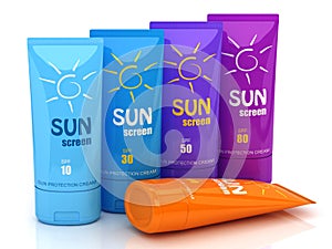 Set of suntan cream photo