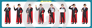 Set of super businessman character Man in suit, standing