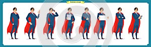 Set of super businessman character Man in suit, standing