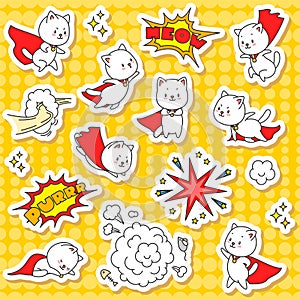 Set of super cat stickers