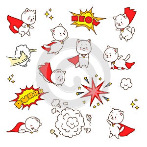 Set of super cat stickers