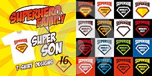 Set Super son logo superhero T-shirt design