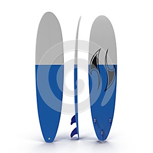 Set of surf boards on white 3D Illustration