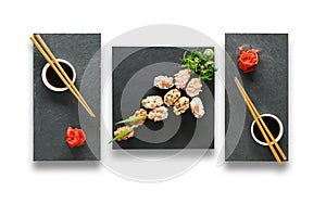 Set of sushi gunkans isolated at white.