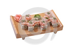 Set of sushi with salmon and tune