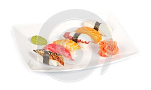 A set of sushi with sea food