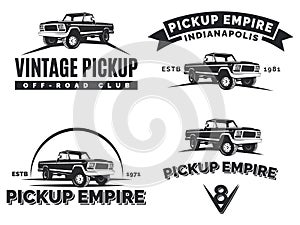 Set of suv pickup car vector emblems, labels and logos.